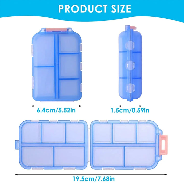 Travel Pill Organizer Pocket Portable Pill Case with 10 Compartments