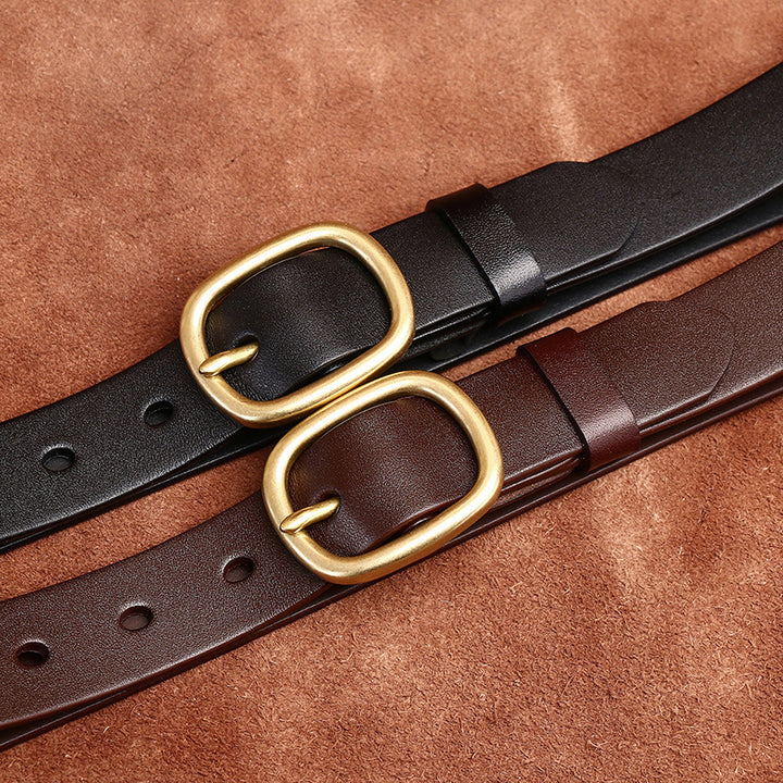 2.8CM Genuine Leather Women's Fashion Belt - Vintage Pin Buckle Strap