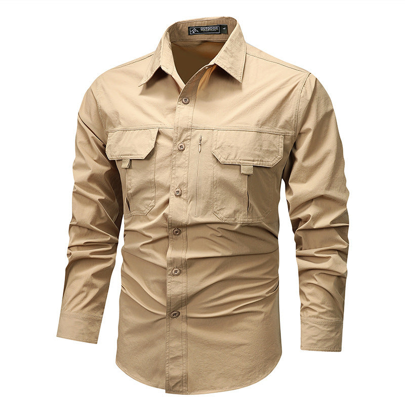 Retro Workwear Shirt Men's Long-sleeved Spring Fashion Brand Casual Overshirt