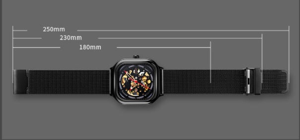 Automatic Waterproof Mechanical Watch Mesh Belt Hollow Square