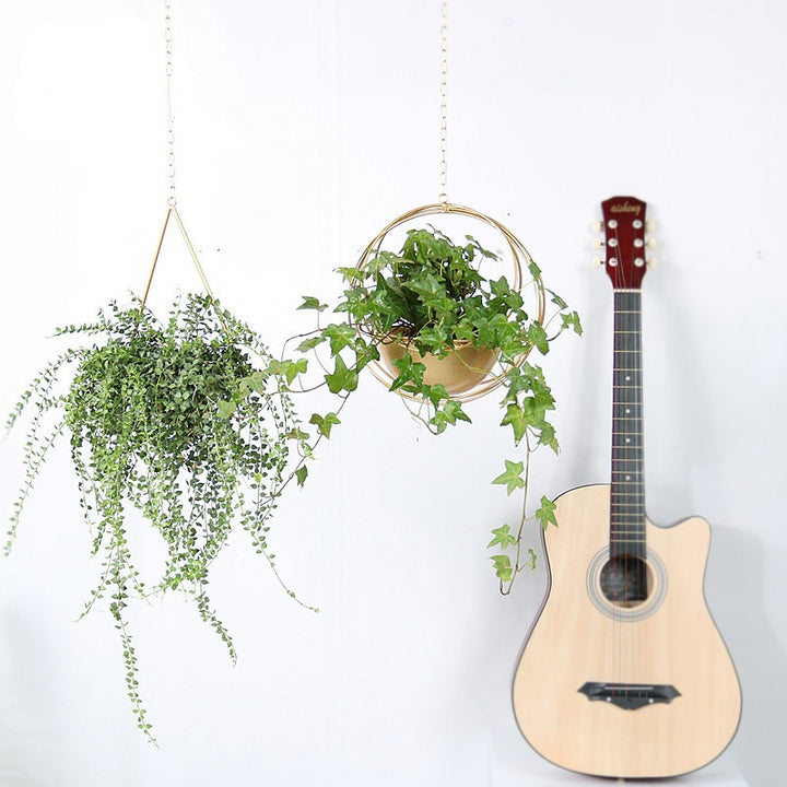 Decorative Iron Hanging Flower Pot - Swinging Wall Planter Basket for Home