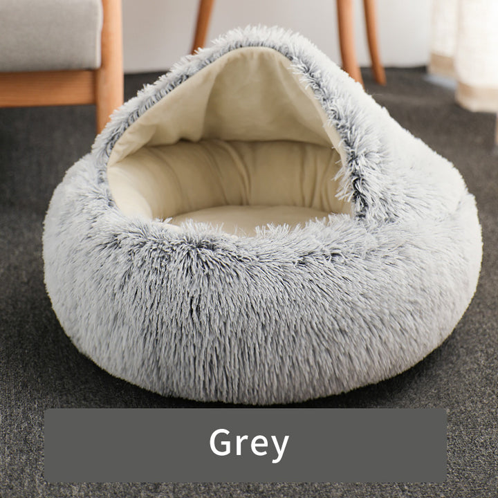 Cozy Round Plush Cat Bed