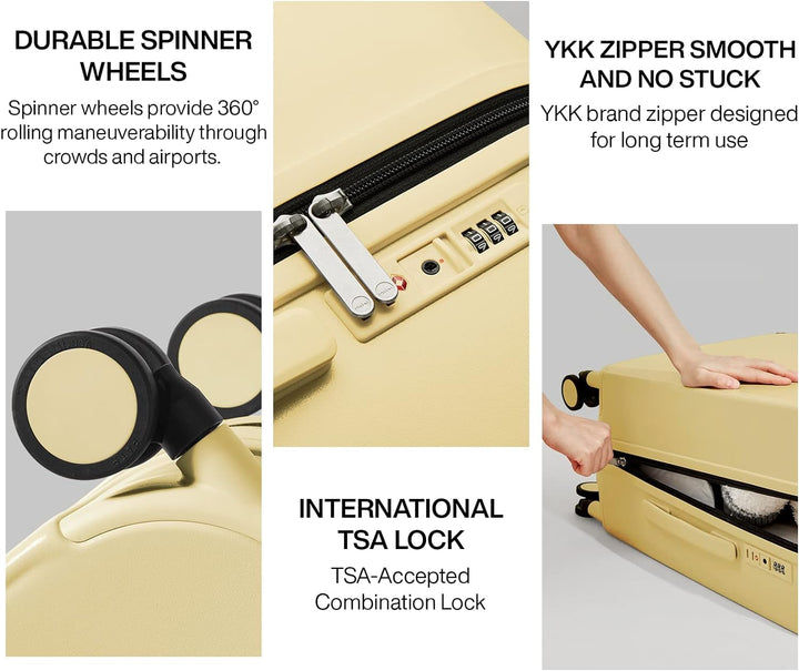 Stylish Spinner Travel Luggage: 18" Carry-On to 24" Check-In Suitcases with Wheels