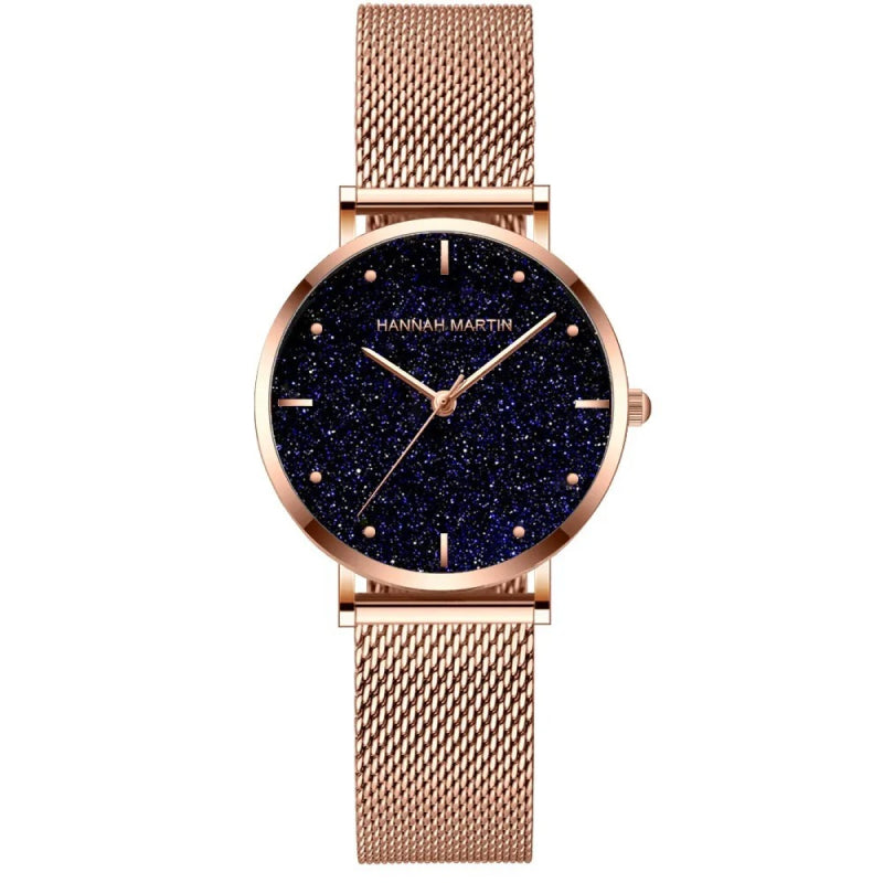 36mm Rose Gold Minimalist Women's Quartz Watch with Waterproof Design