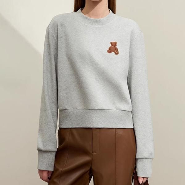 Women's Bear-Applique Crew-Neck Pullover