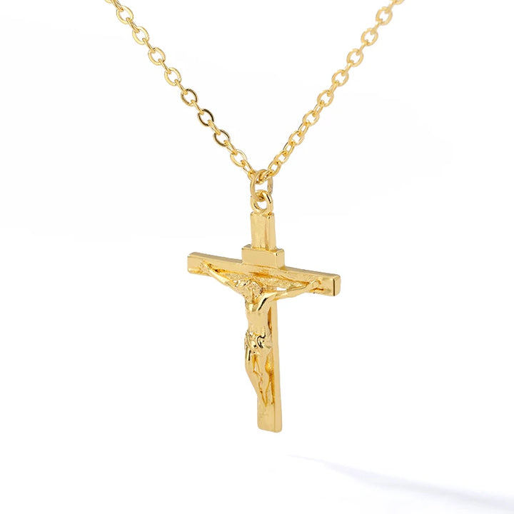 Jesus Cross Pendant Necklace for Women & Men - Gothic Stainless Steel Retro Punk Rock Charm