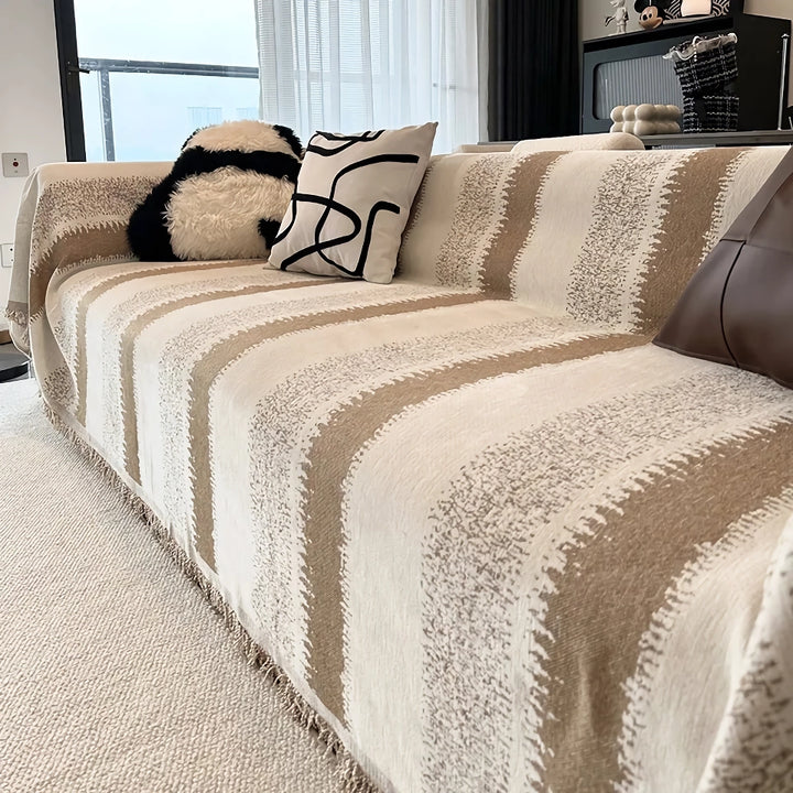 Striped Chenille Sofa Cover Anti-Scratch Throw Blanket