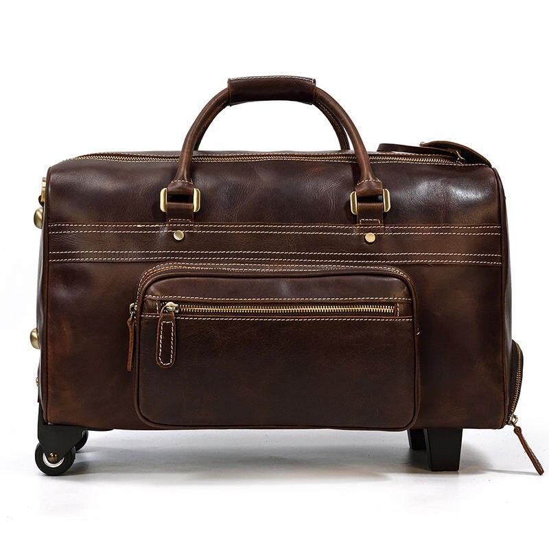 Genuine Leather Wheeled Duffel Bag