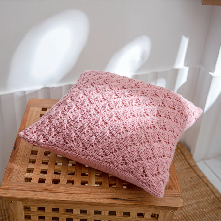 Scandinavian Style Diamond Knit Cushion Cover - Hollow-Out Pure Color Pillow Case