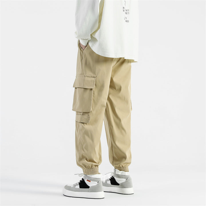 Rope Workwear With Pocket Loose Wide Leg Ankle Banded Pants