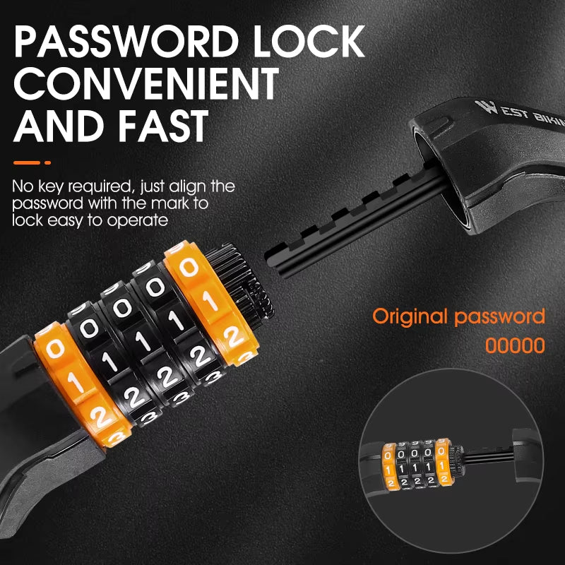 Secure Coiling Bike Cable Lock with Password Protection