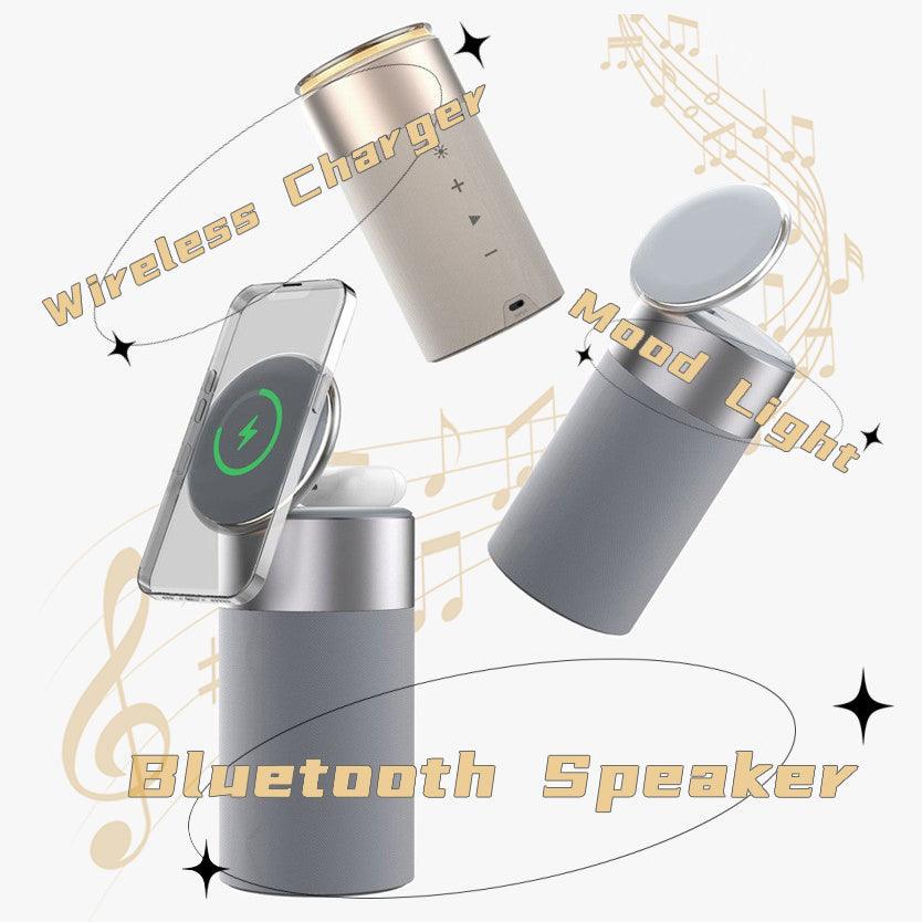3 In 1 Multi-Function IPhone And AirPods Wireless Charger Portable Bluetooth Speaker With Touch Lamp For Home And Office - Trendha