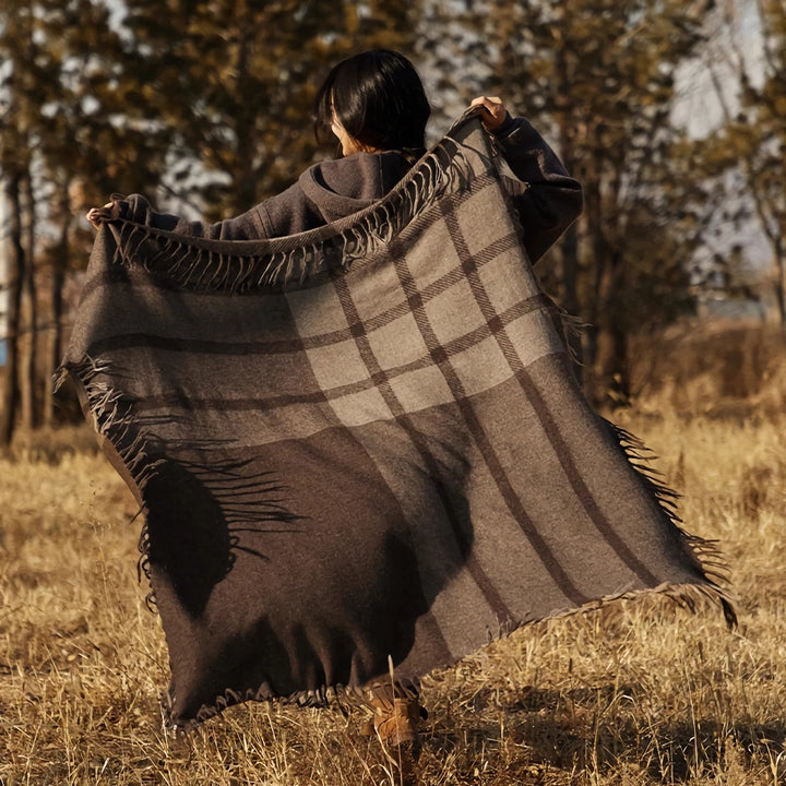 Luxury Wool Plaid Scarf Shawl