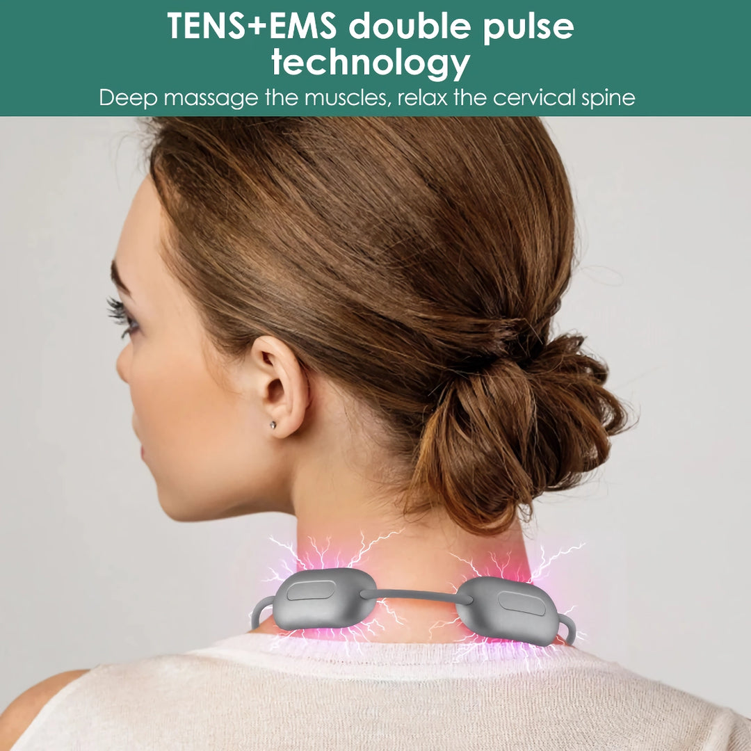 Smart Hanging Neck Massager with EMS Muscle Stimulation and Hot Compress