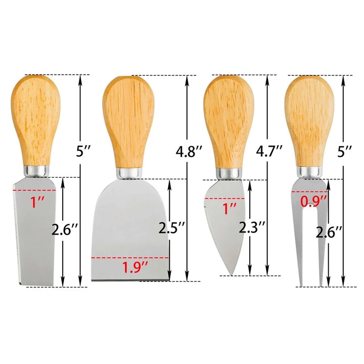 Stainless Steel Bamboo Handle Cheese Board and Knife Set