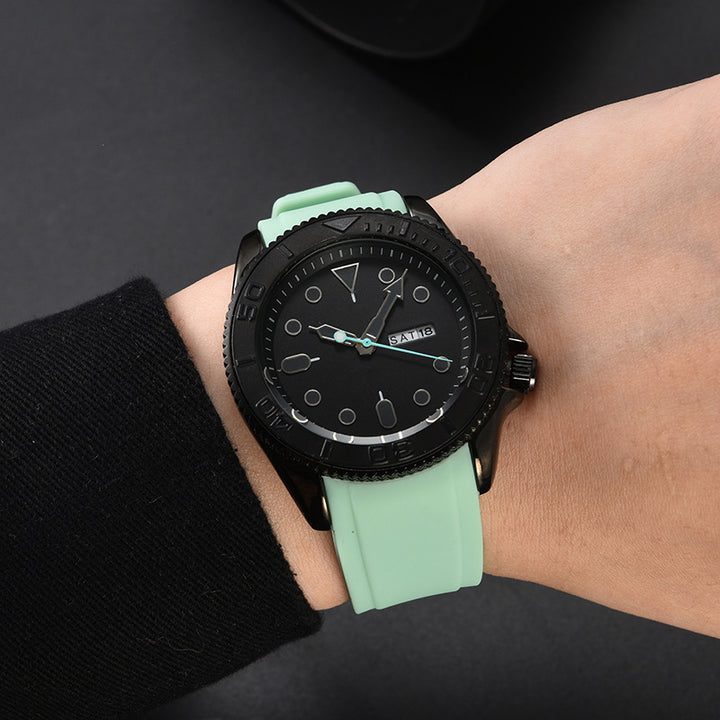 Men's Three-pin Multi-functional Silicone Band Quartz Watch