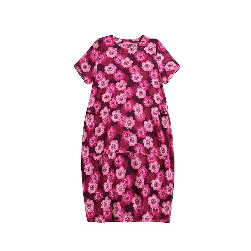 Women's Casual Versatile Cotton And Linen Floral Dress