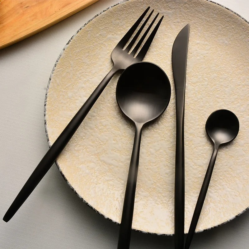 Japanese Retro Black Cutlery Set