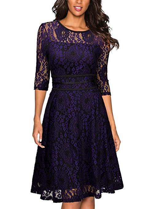 Women's Stitching Lace Slim Dress