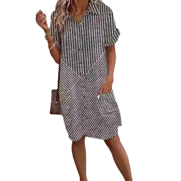 Striped Fashion Positioning Shirt Dress