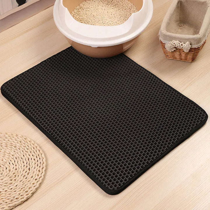 Foldable Waterproof Cat Litter Mat – Double-Layer EVA Litter Catcher