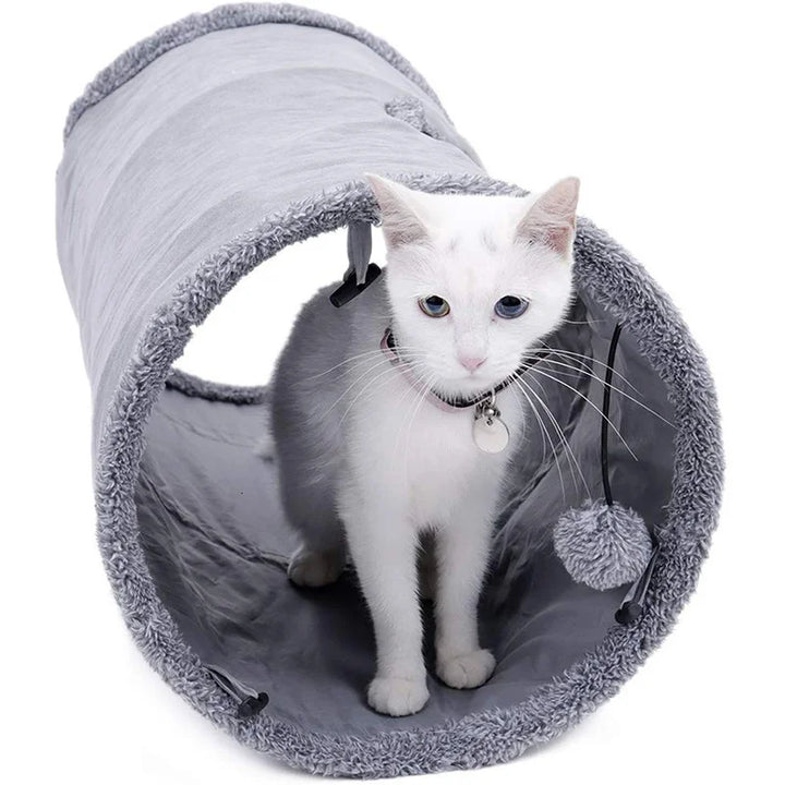 Collapsible Cat Tunnel with Crinkle Suede and Peek Hole – Portable Kitten Play Hideaway