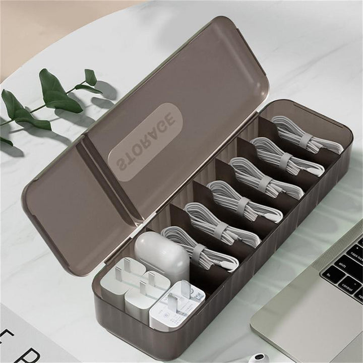 Cable Storage Box with 7 Compartments for Home and Travel