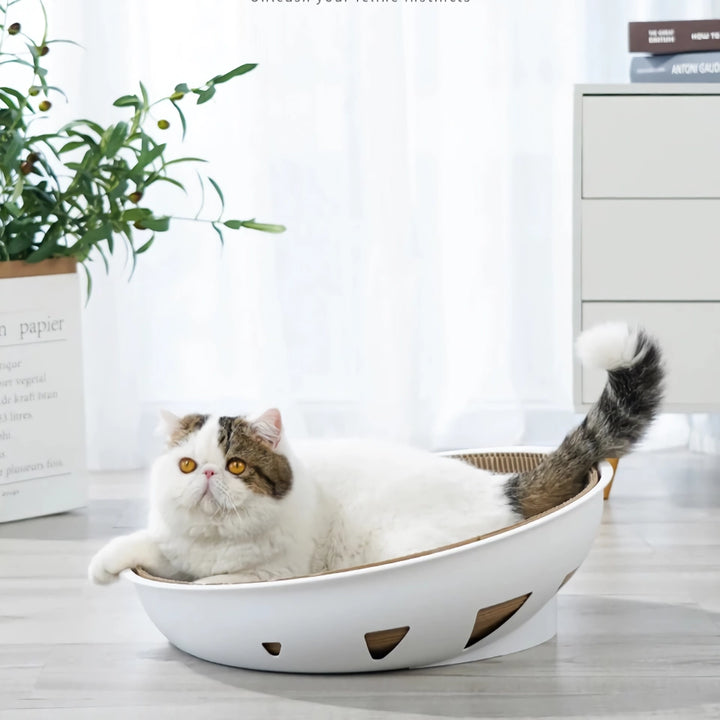 Extra Large Cat Scratching Board with Integrated Bowl - Replaceable Core