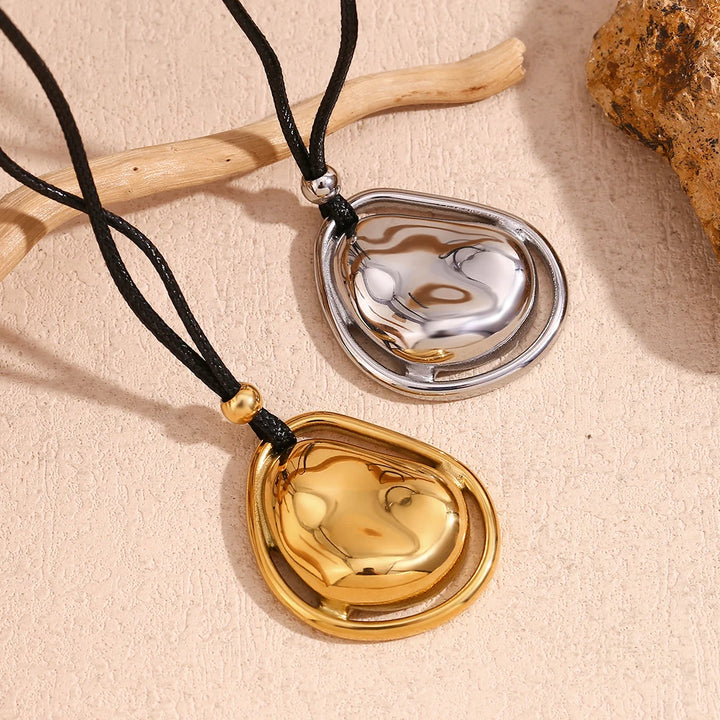 Double Layered Meteorite Pendant Necklace – 18K Gold Plated, Tarnish-Free & Hypoallergenic