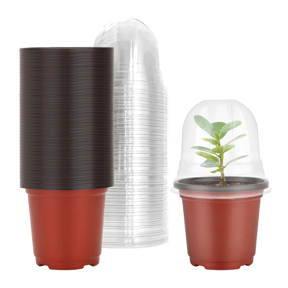 4-Inch Plant Nursery Pots with Humidity Domes