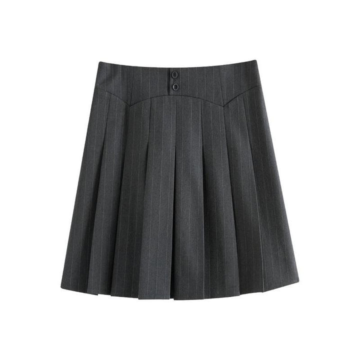 High-Waist Grey Pleated Skirt for Women