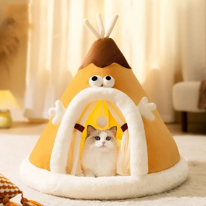 Cozy Autumn & Winter Cat Tent - Warm Thick Pet Nest for Cats and Small Dogs