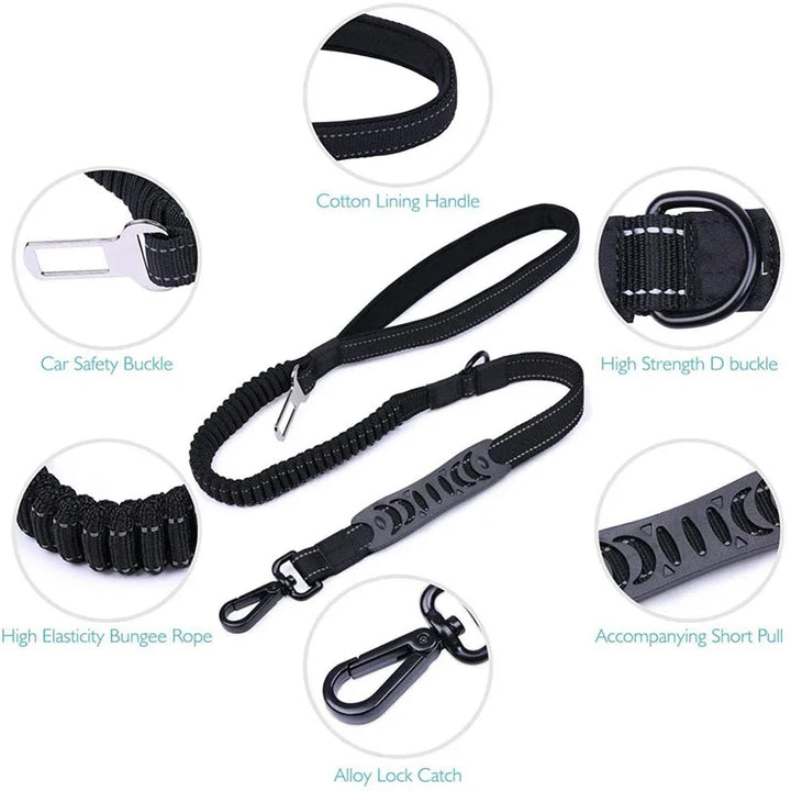 Multifunction Reflective Nylon Dog Leash & Seat Belt