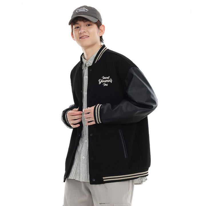 American Retro Sports Baseball Uniform Jacket Pu Shuai Embroidered Jacket