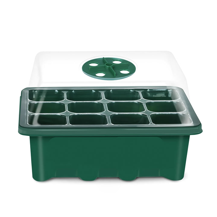 12-Cell Seedling Tray with Humidity Dome and Drainage Holes