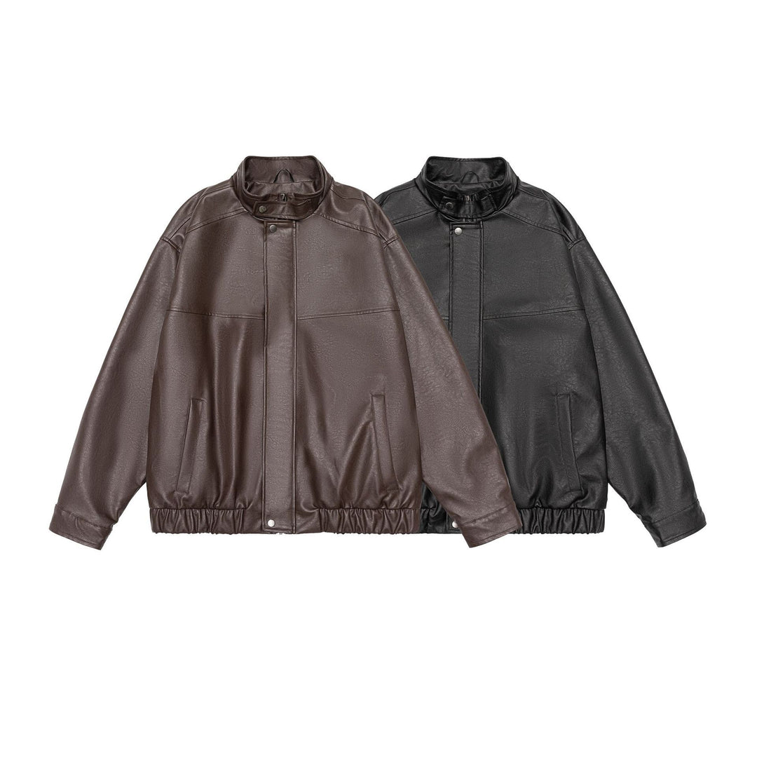 Men's And Women's Loose Lapel Leather Jacket