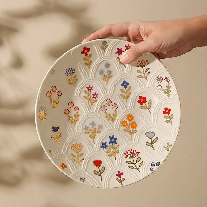 Elegant Floral Ceramic Plate