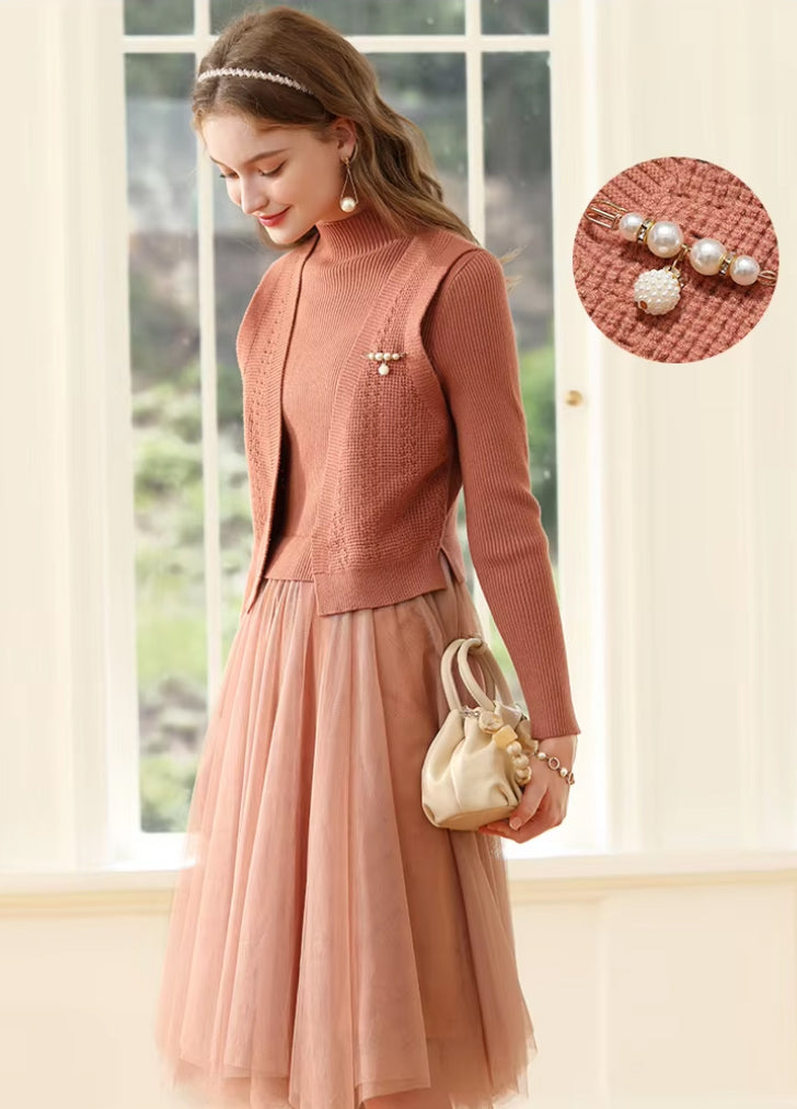 Chic Knitted Turtleneck A-Line Dress