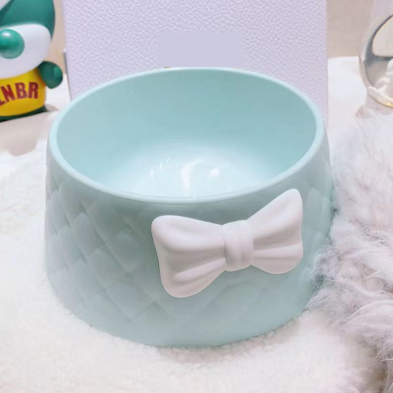 Charming Bowknot Ceramic Pet Bowl