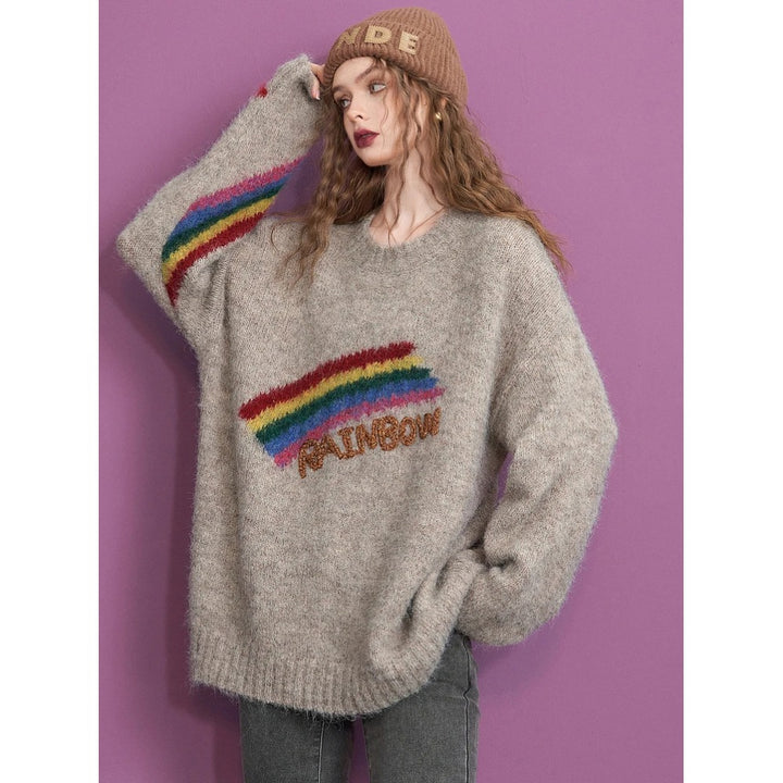 Colorful Rainbow Loose Sweater for Women