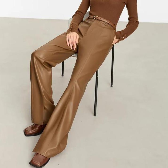 Minimalist PU Leather Casual Pants