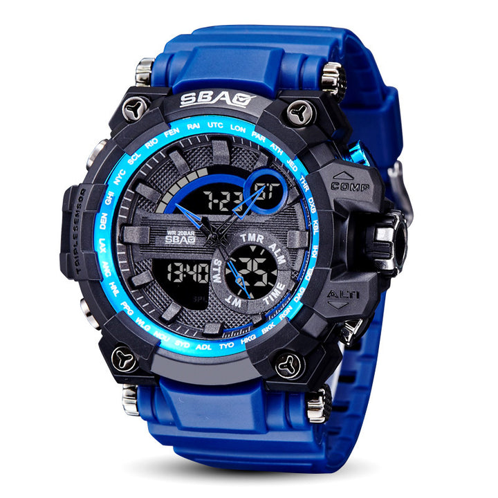 Dual display electronic waterproof outdoor LED watch