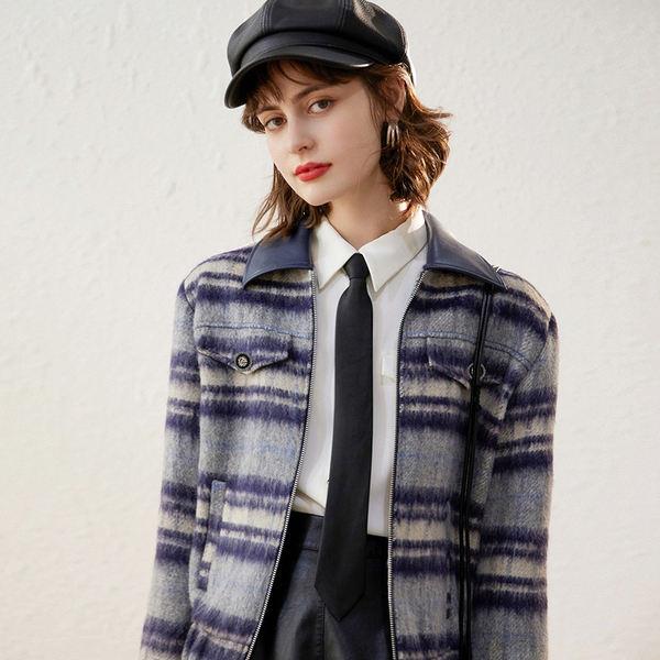 Vintage Plaid Turn-Down Collar Jacket