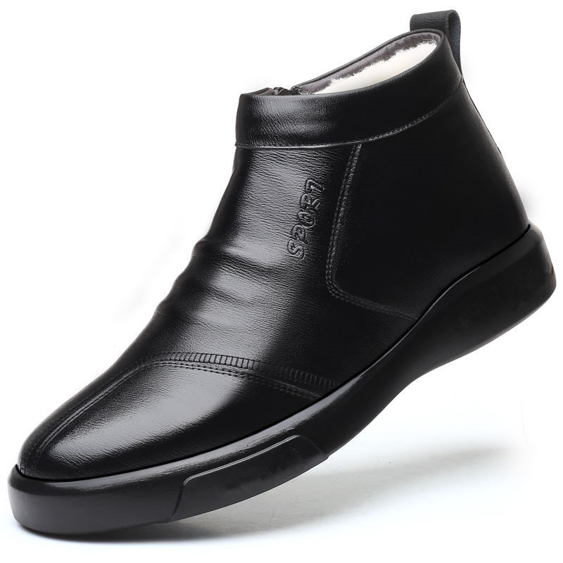 Men Comfy Microfiber Leather Warm Lined Business Casual Ankle Boots