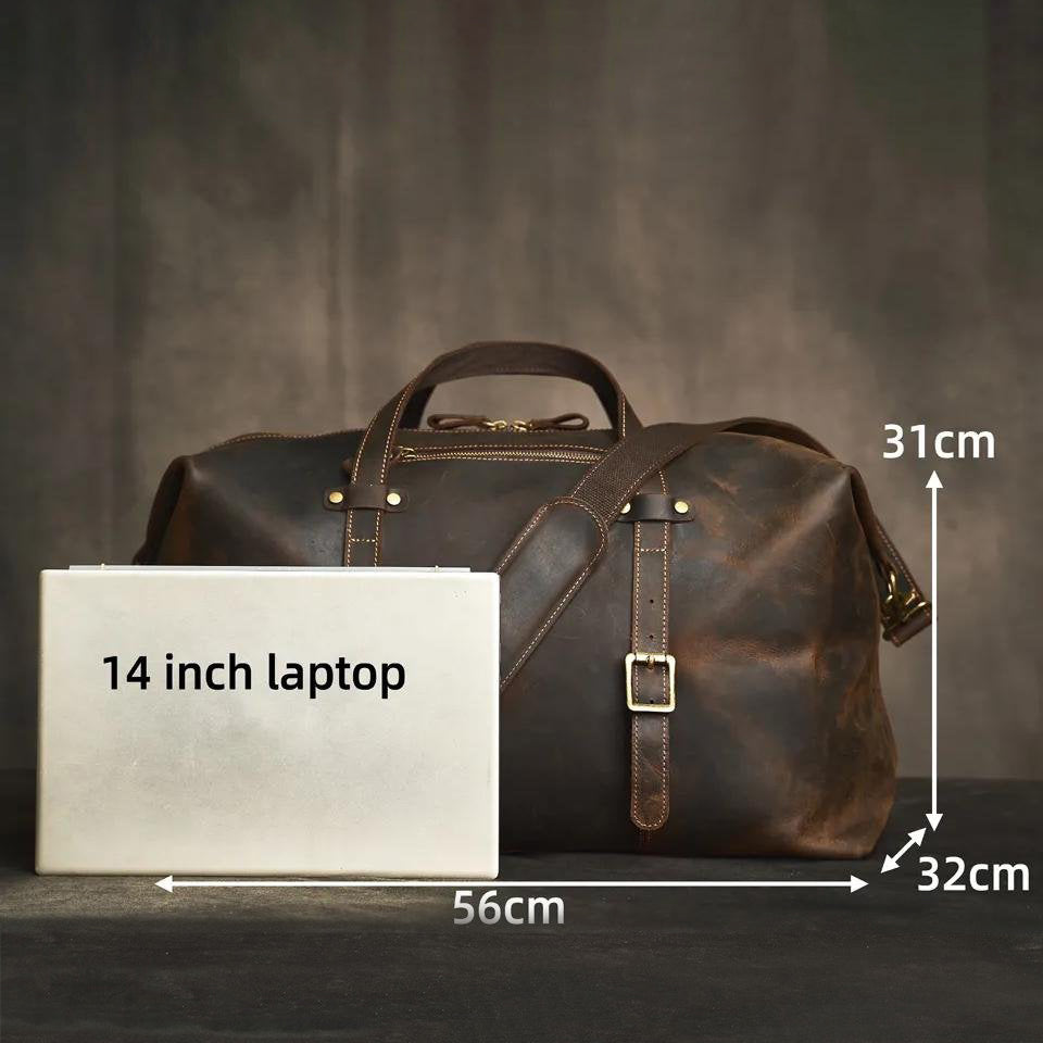 Genuine Leather Vintage Travel Duffle Bag for Men