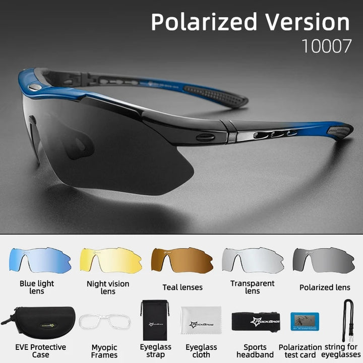 Polarized Sports Cycling Sunglasses with Interchangeable Lenses for Men and Women