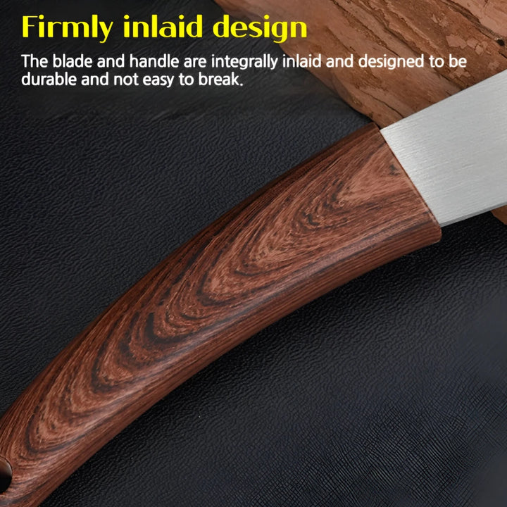 Solid Wood Handle Grafting Knife with Leather Sheath