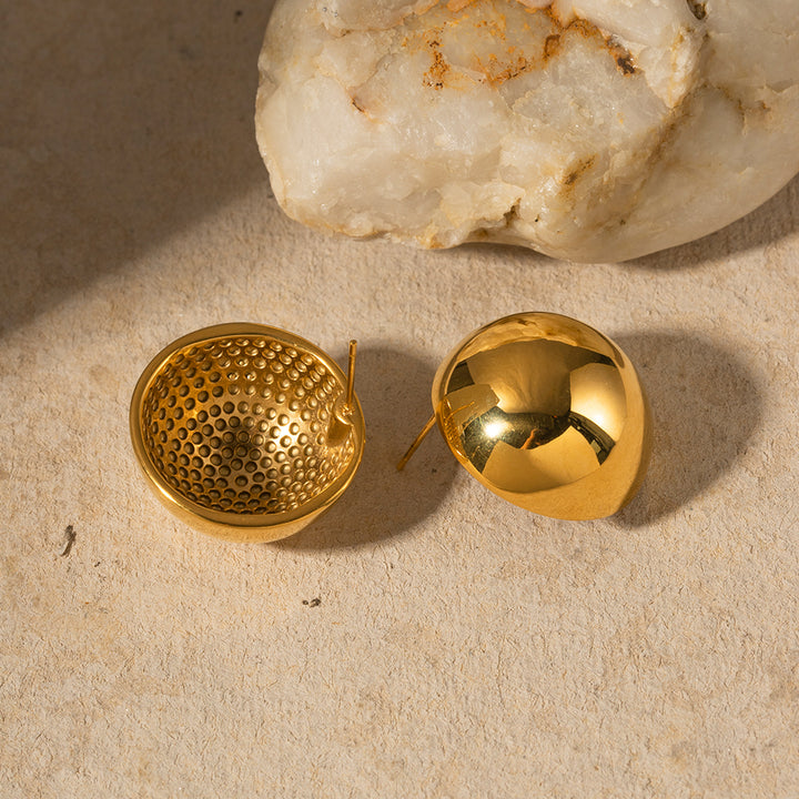 Gold Plated Hemispherical Cutout Earrings for Women
