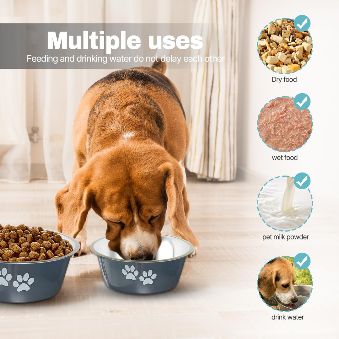 Non-slip Stainless Steel Dog Bowls for Small, Medium, and Large Pets