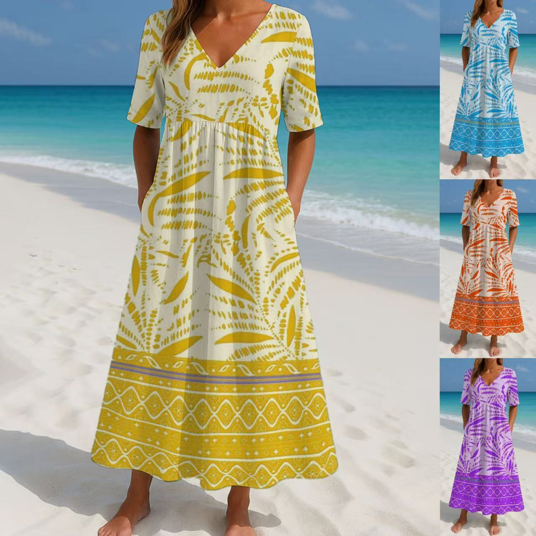 Women's Loose Fashion Printed Short Sleeve Dress